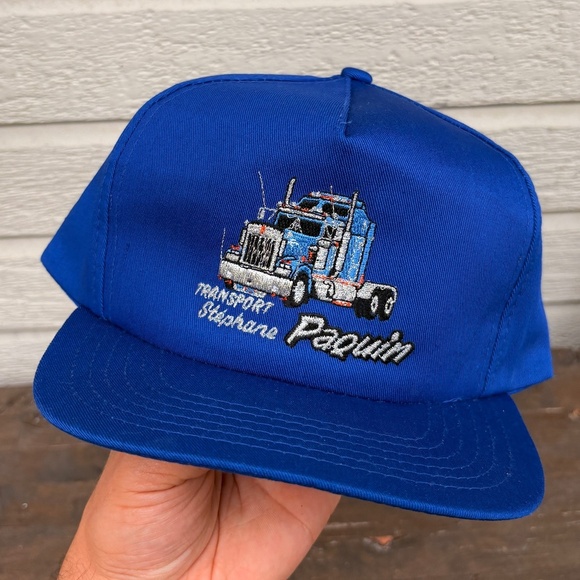 Vintage Trucking hat embroided snapback blue big truck - Picture 1 of 5